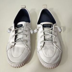 Sperry Top Sider Crest Vibe White Leather Lace-Up Sneakers Size 6.5